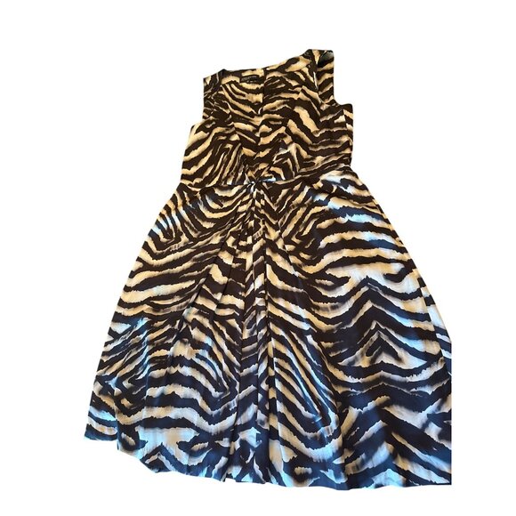 Jones New York Womens Zebra Print Dress Size 16 Sleeveless Career Cocktail - Picture 1 of 4